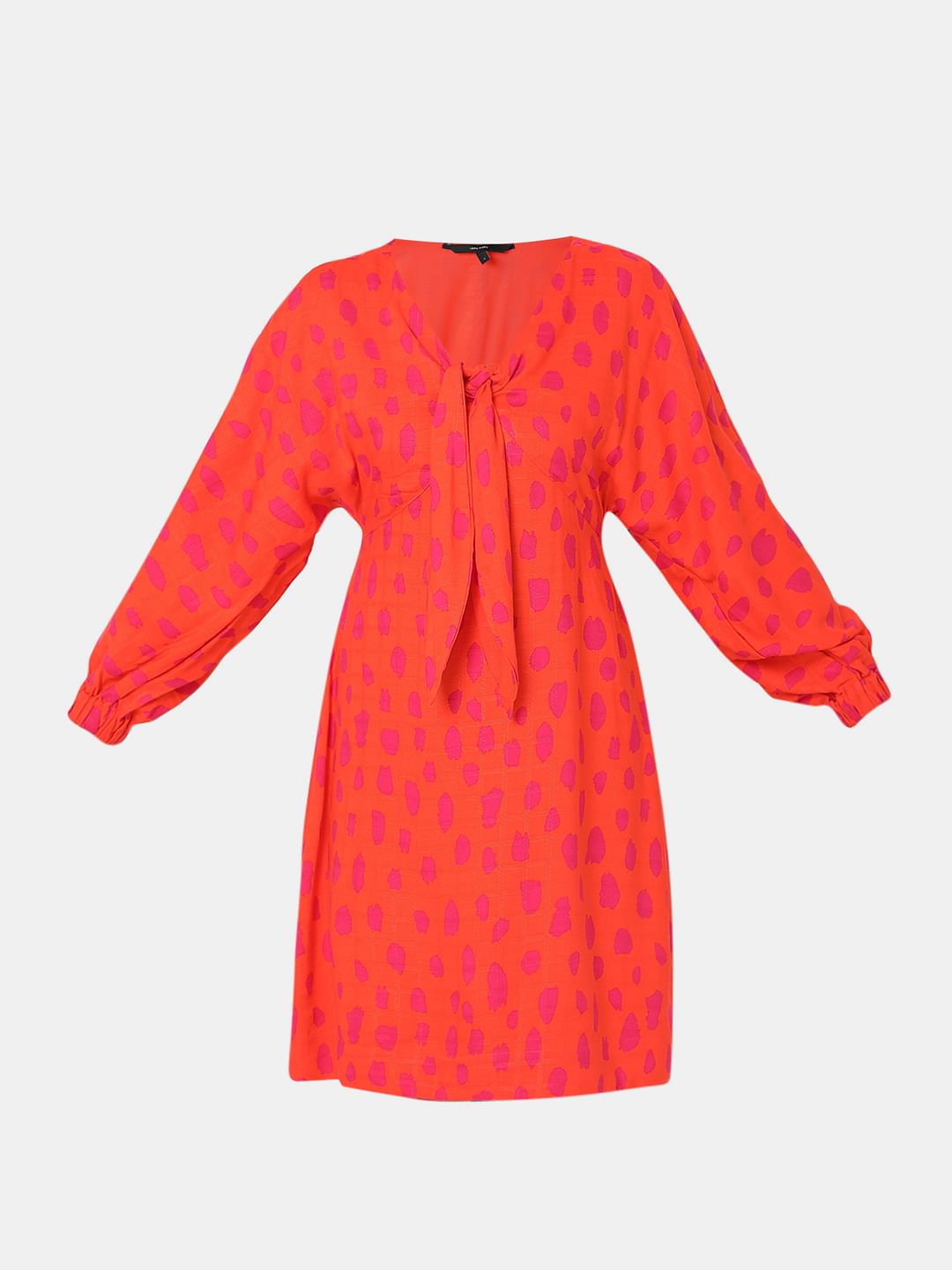 Red Polka Dot Print Shift Dress