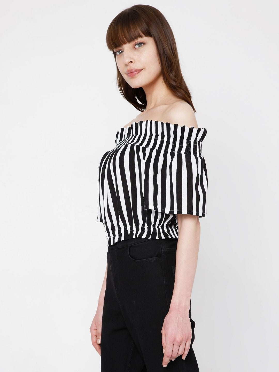 Black & White Vertical Stripe Top