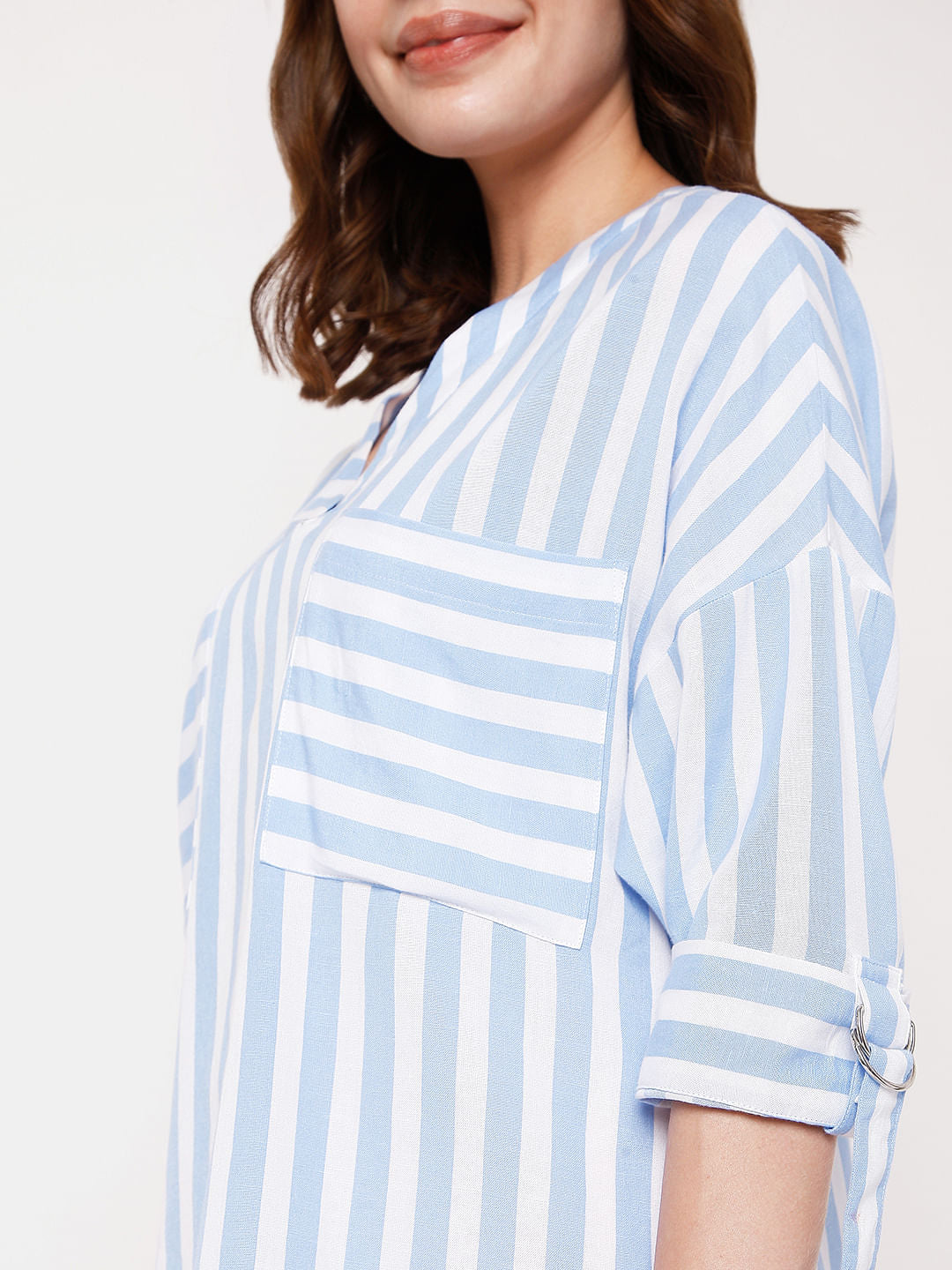 Blue Vertical Stripe Top