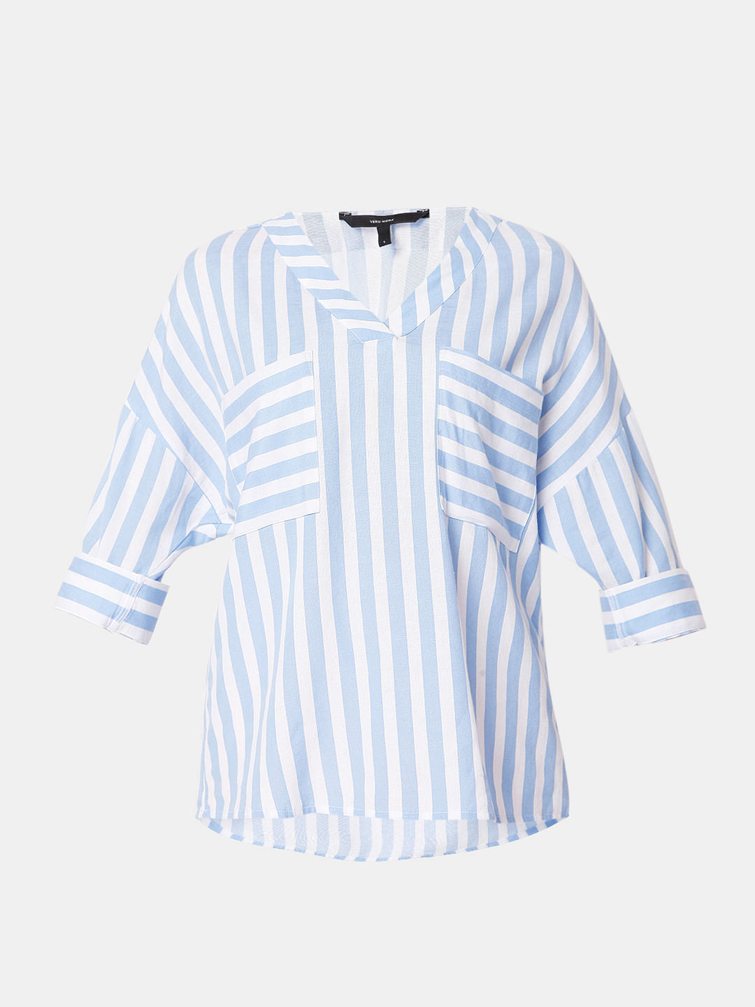 Blue Vertical Stripe Top