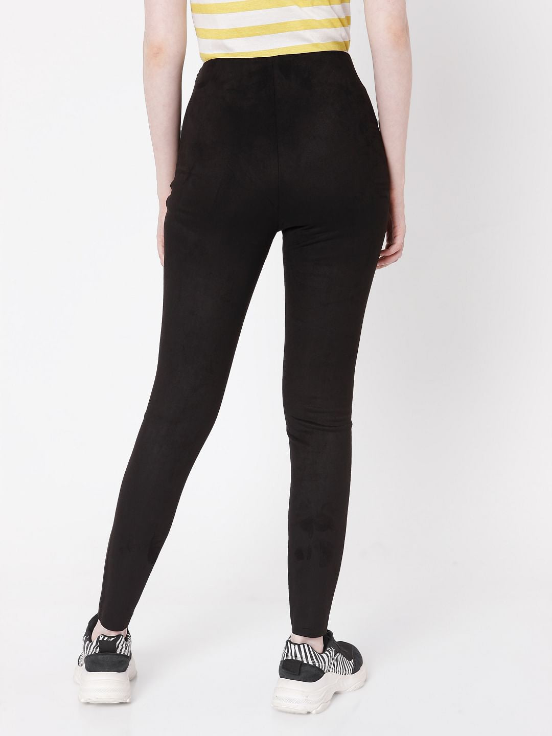 Black High Rise Faux Suede Leggings