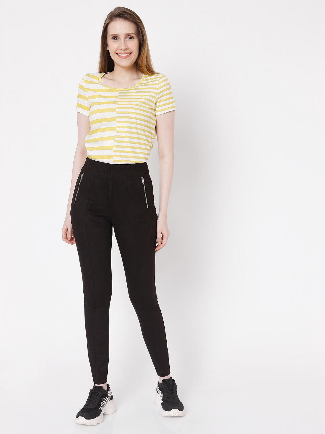 Black High Rise Faux Suede Leggings