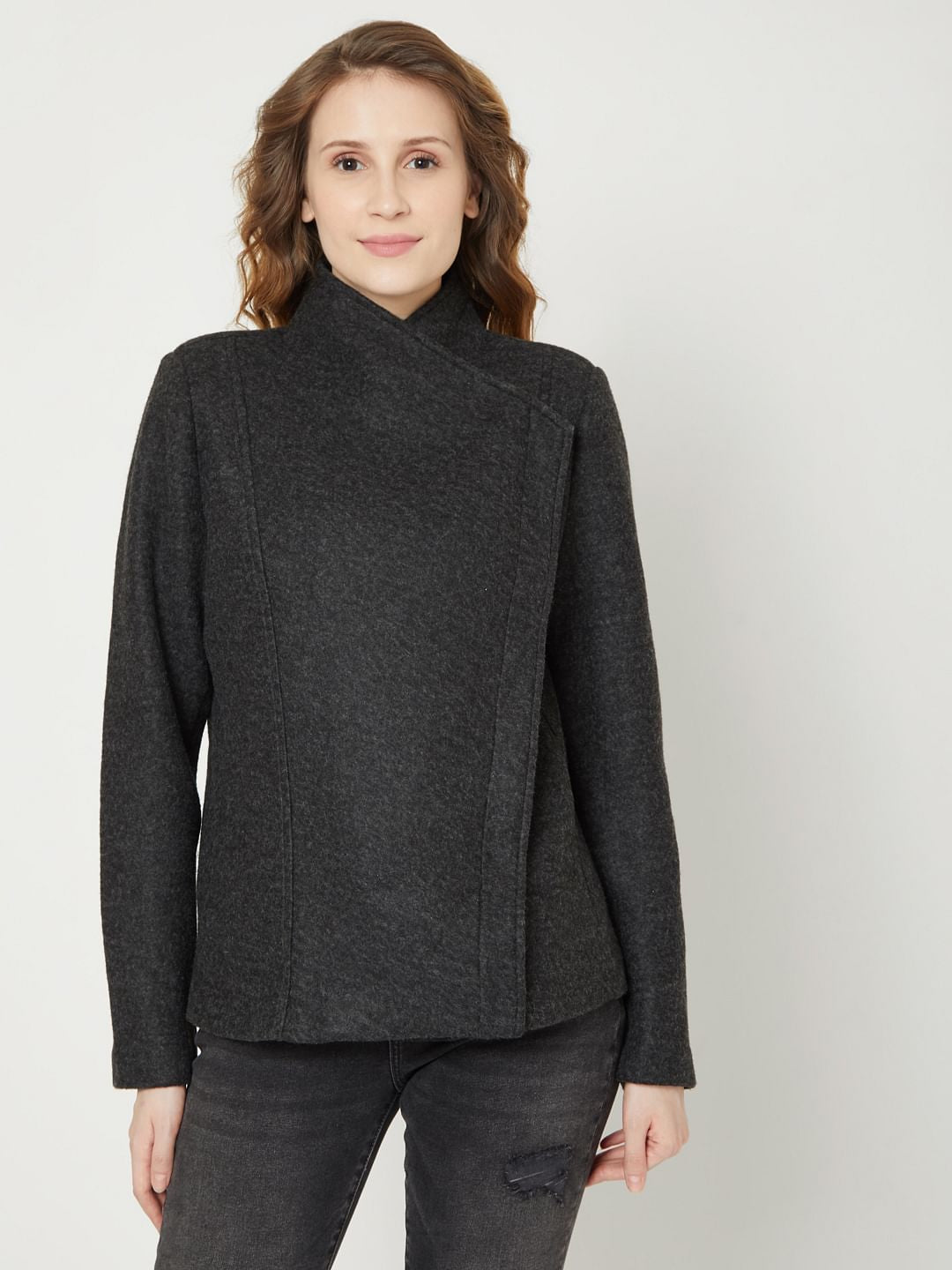 Dark Grey Overlap Jacket