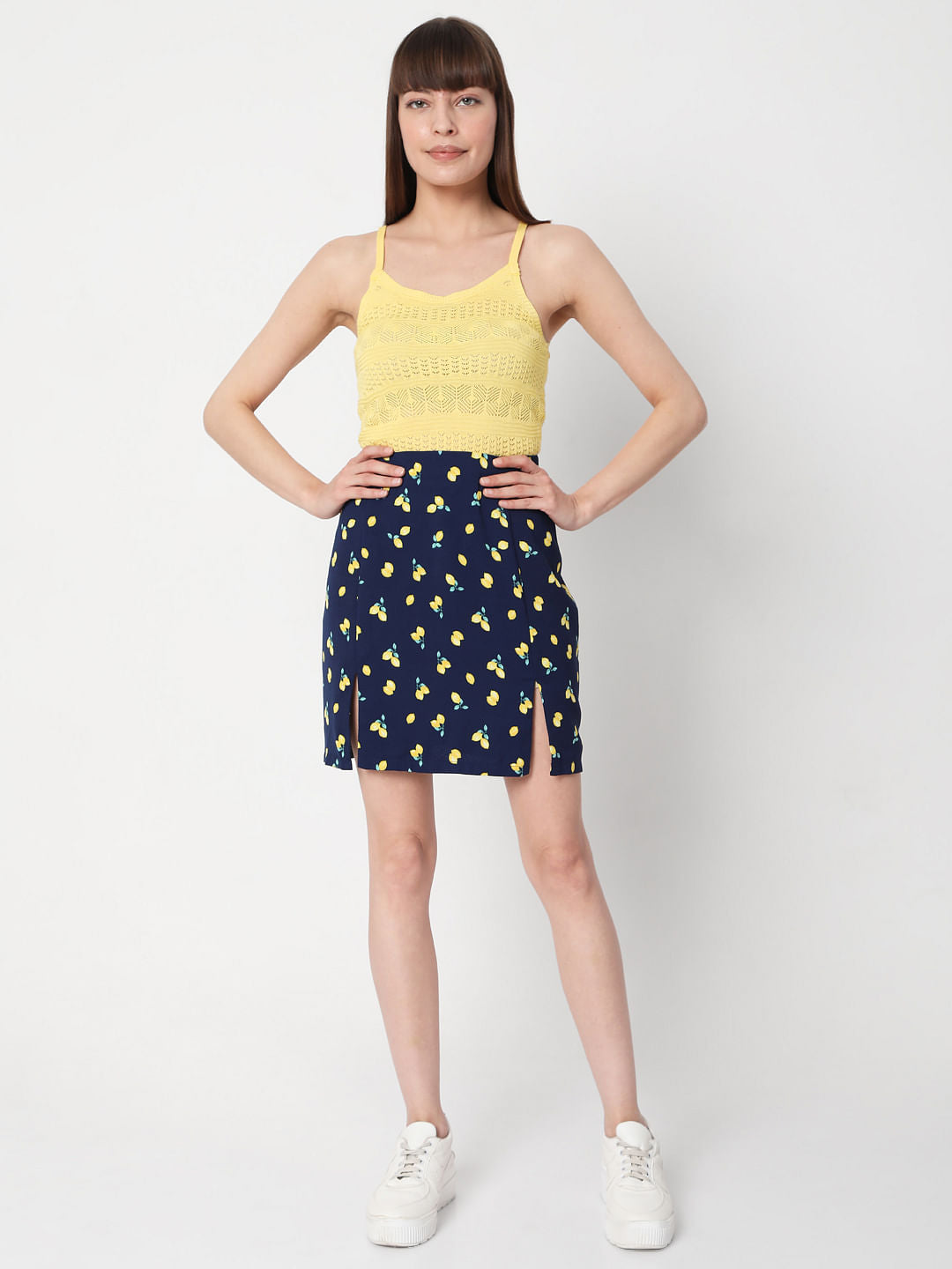 Blue Printed Co-Ord Set Skirt