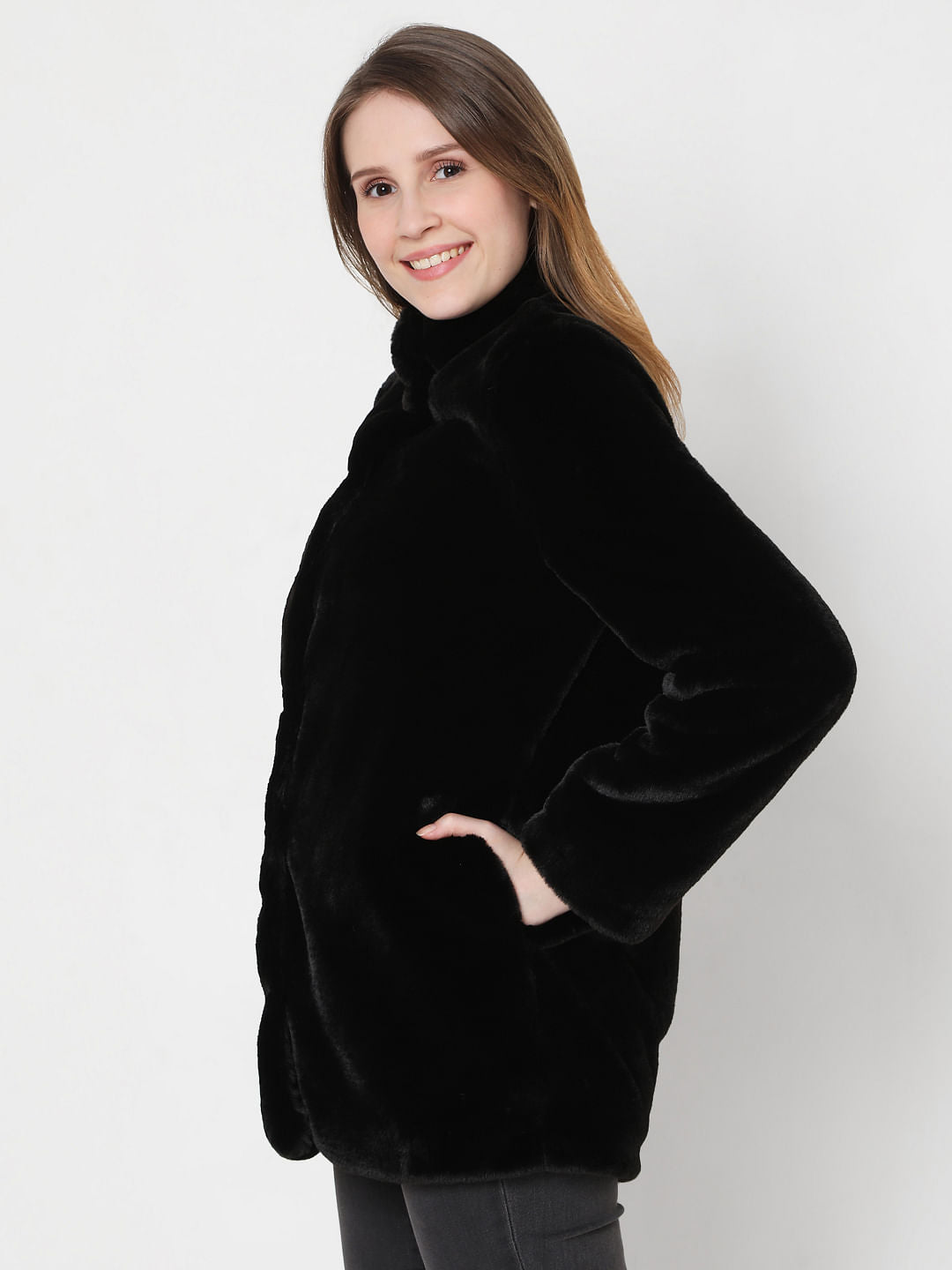 Black Faux Fur Jacket