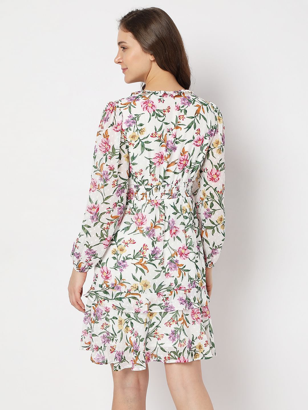 White Floral Tiered Dress