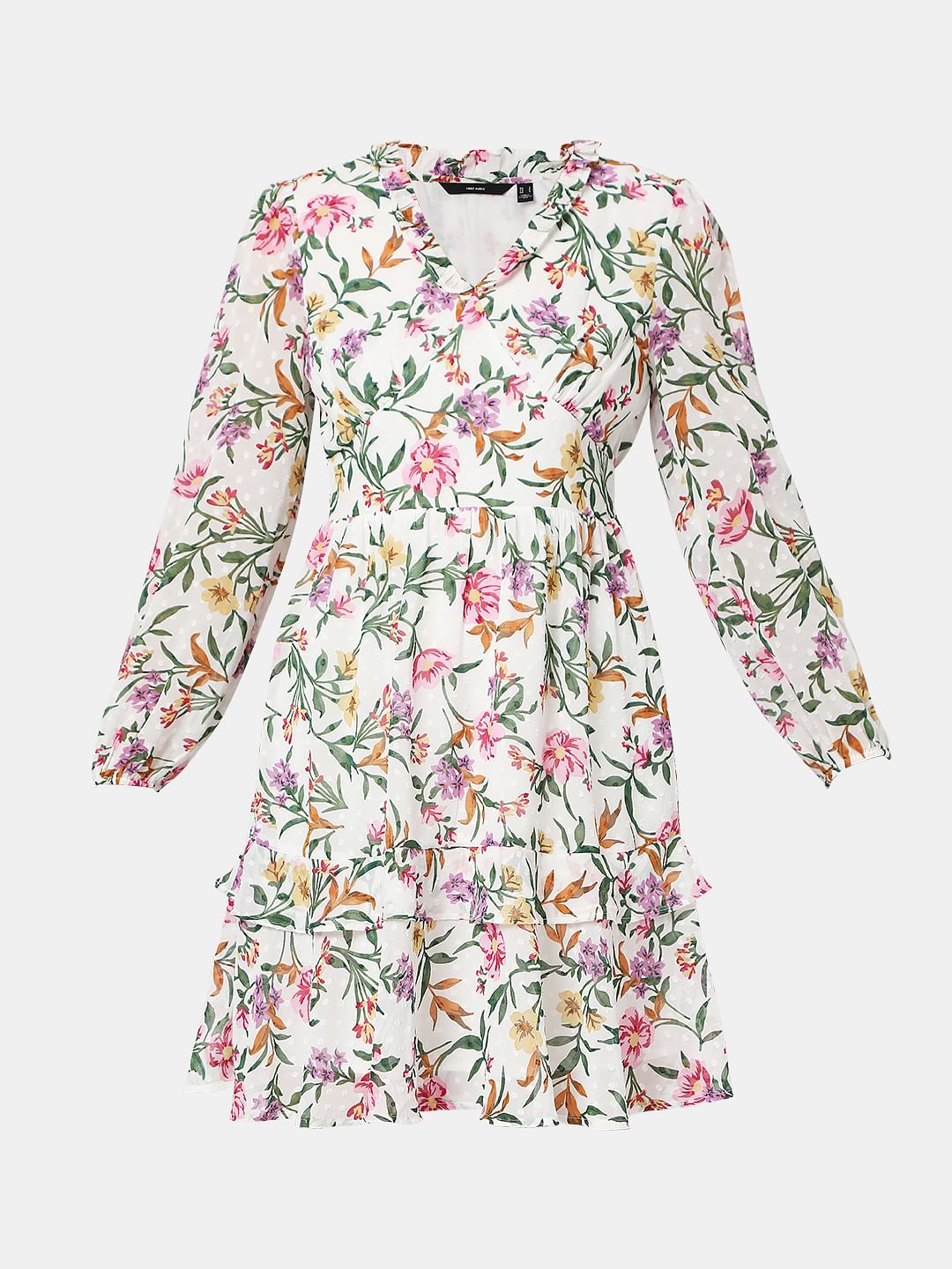White Floral Tiered Dress