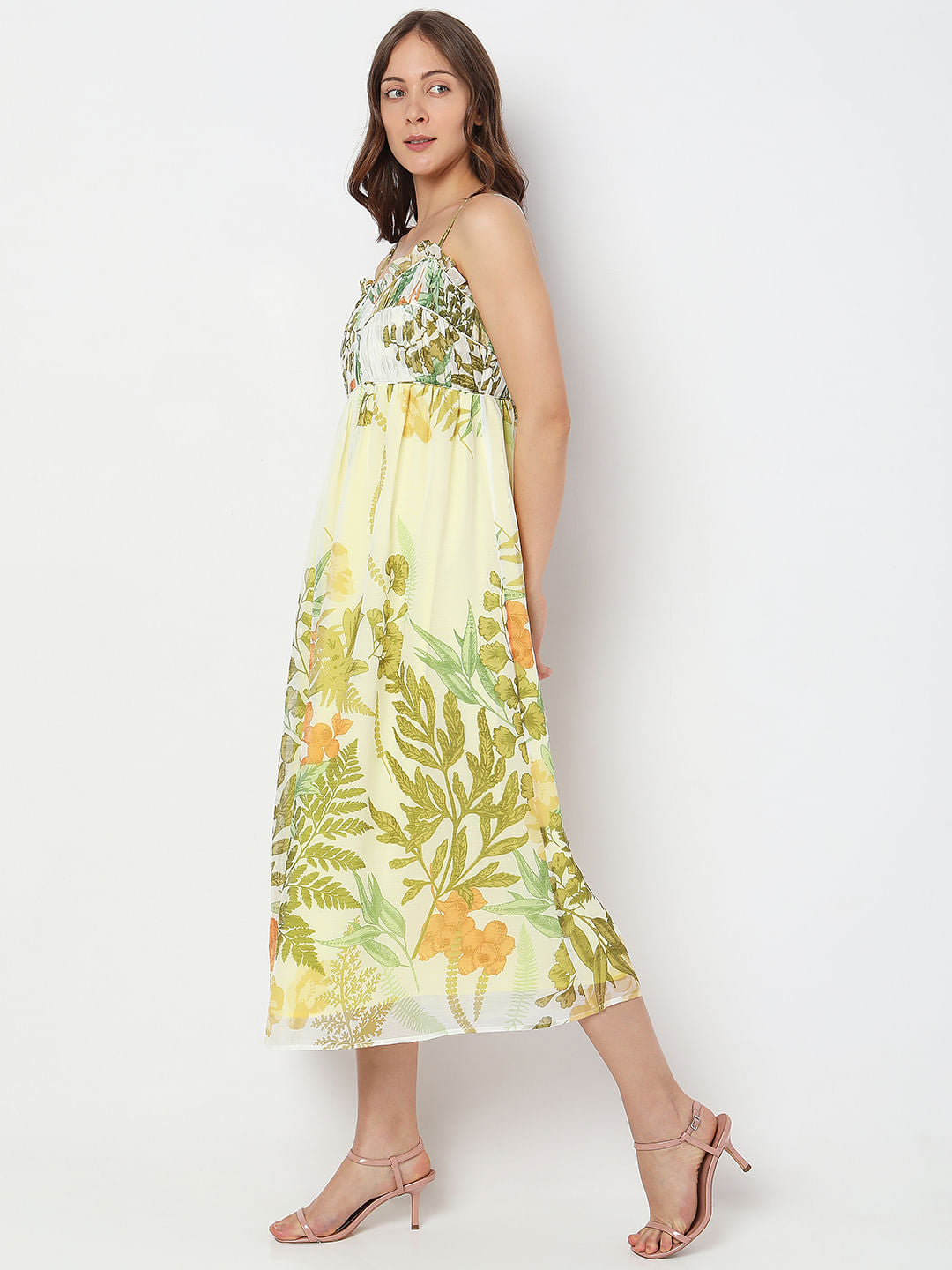 Green Floral Midi Dress