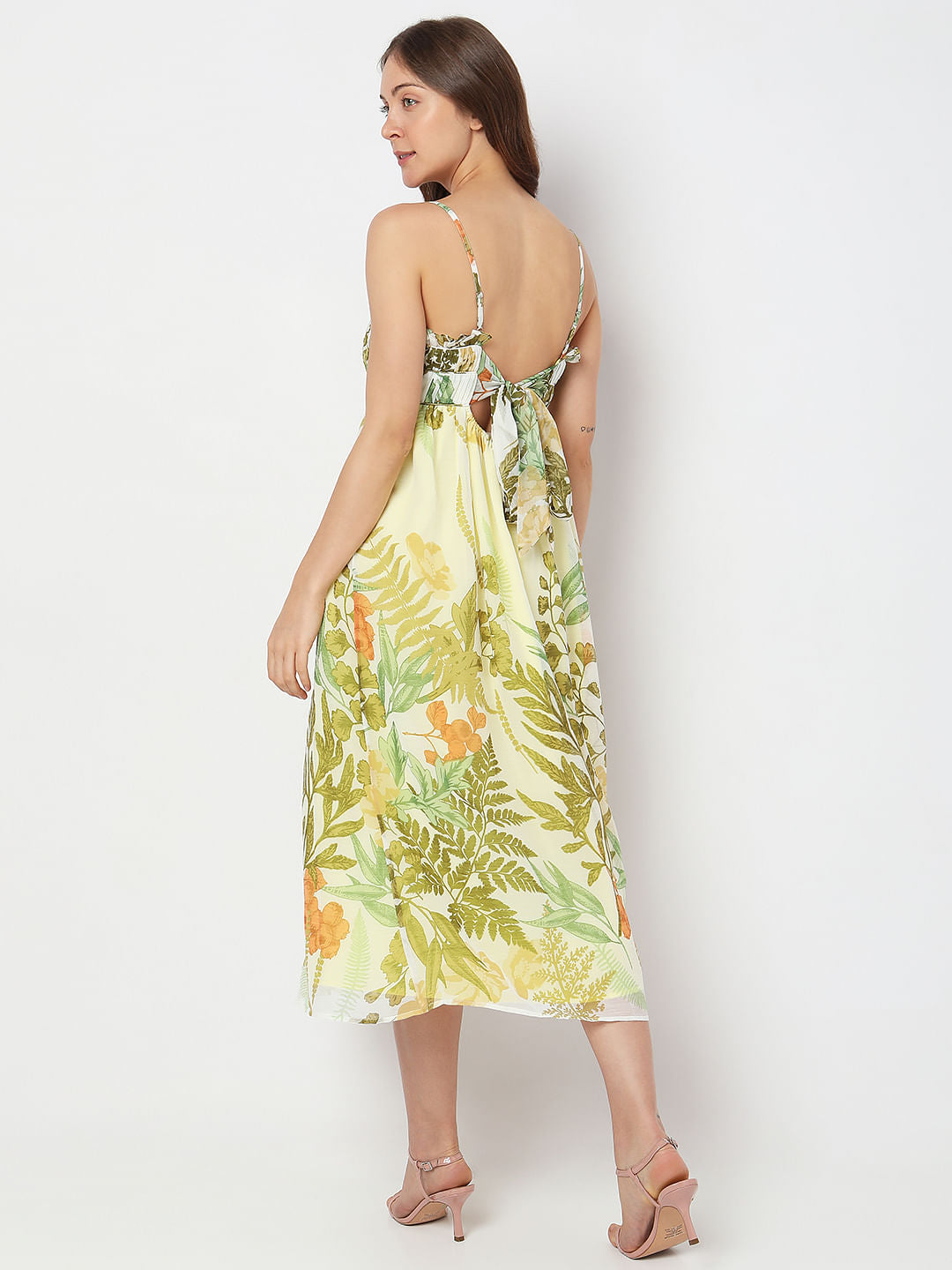 Green Floral Midi Dress