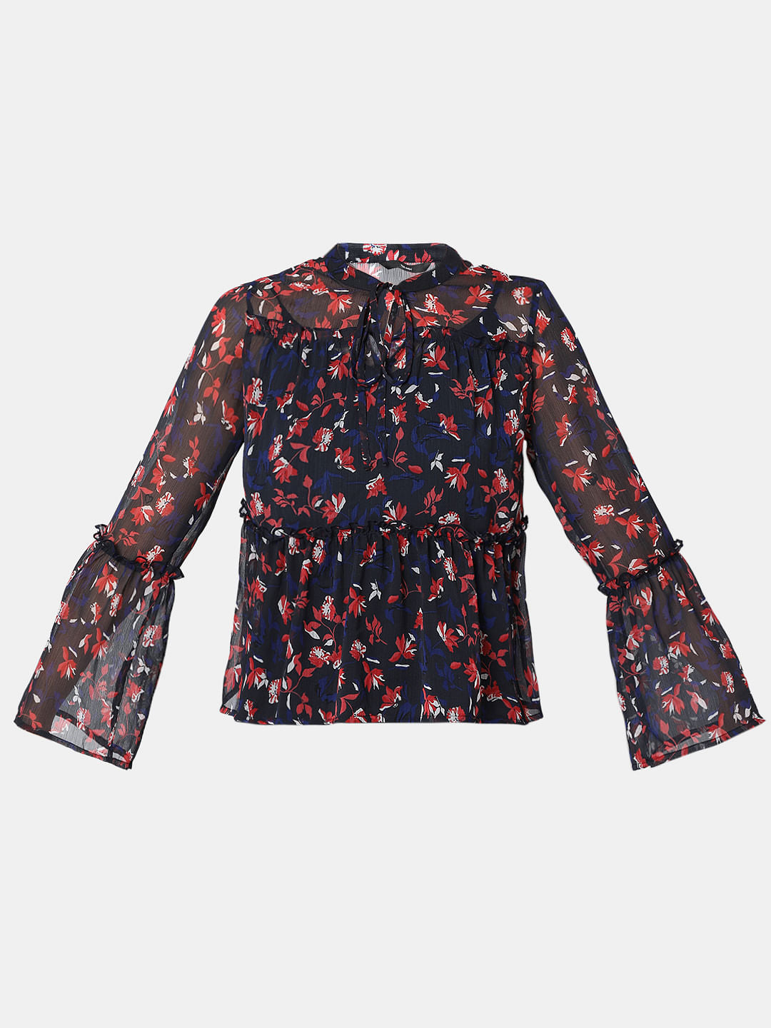 Navy Blue Floral Top