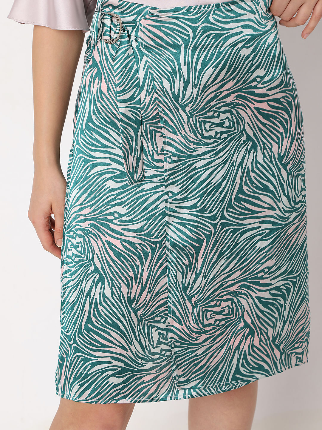 Green High Rise Mock Wrap Co-Ord Set Skirt