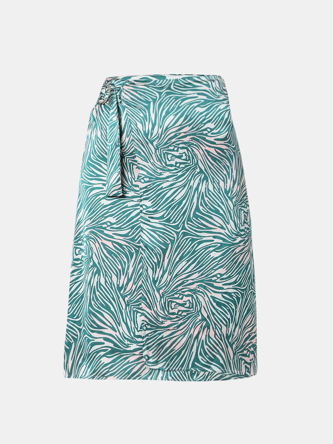 Green High Rise Mock Wrap Co-Ord Set Skirt