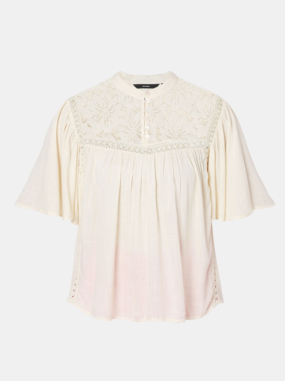 Cream Lace Flared Top