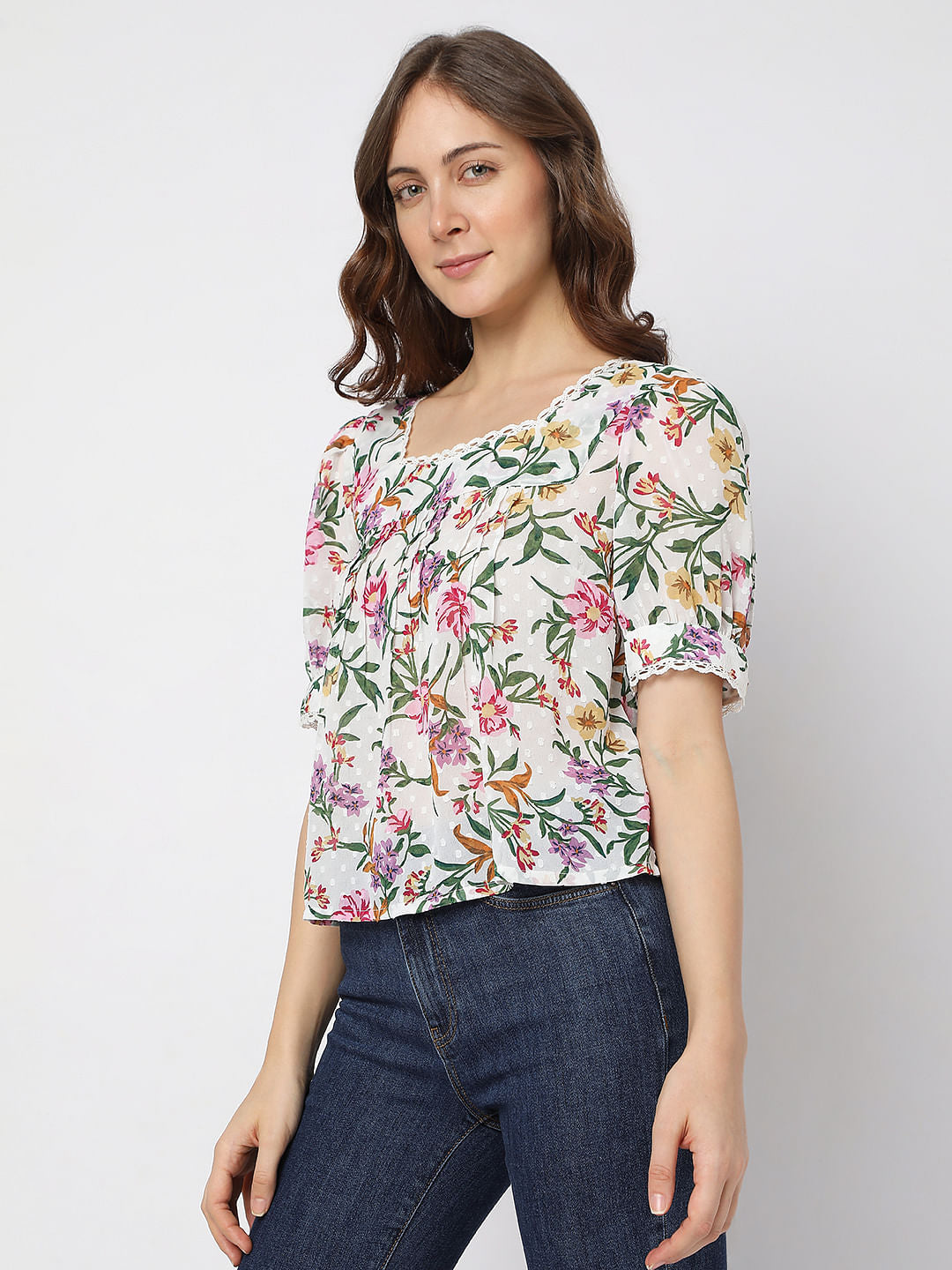 Pink Floral Print Top