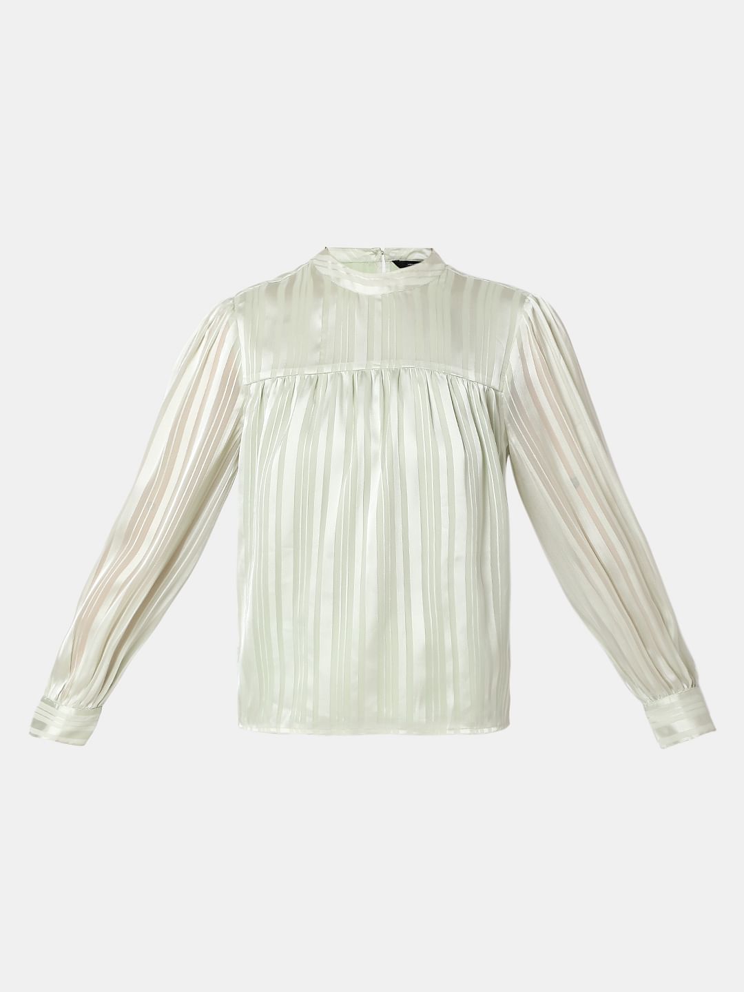 Vero Mdoa Green Satin Striped Top