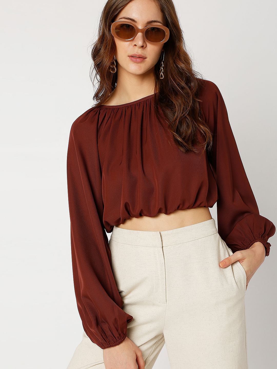 Maroon Crop Top