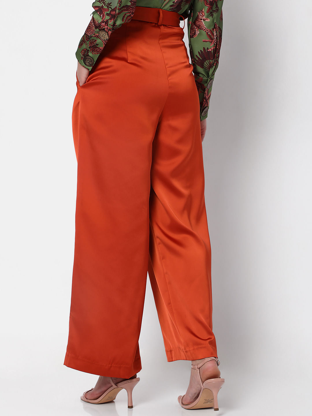 Brown High Rise Wide Leg Trousers