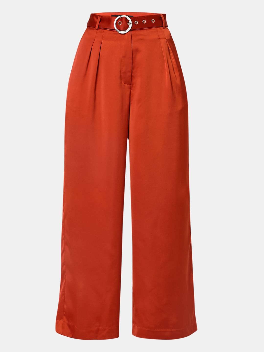 Brown High Rise Wide Leg Trousers