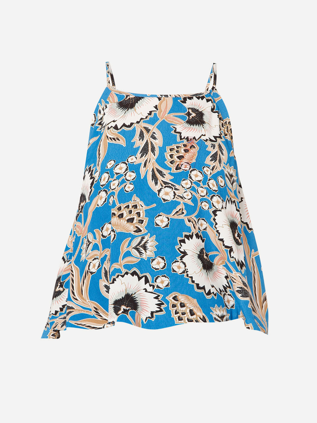 Blue Floral Strappy Top