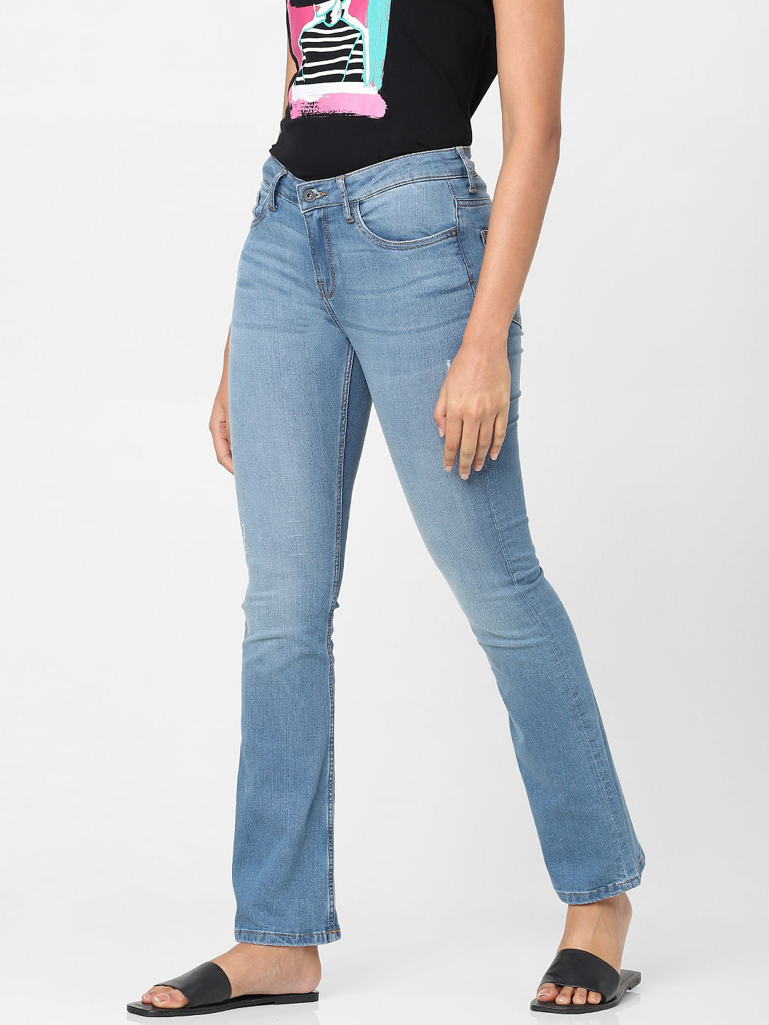 Light Blue Mid Rise Bootcut Jeans