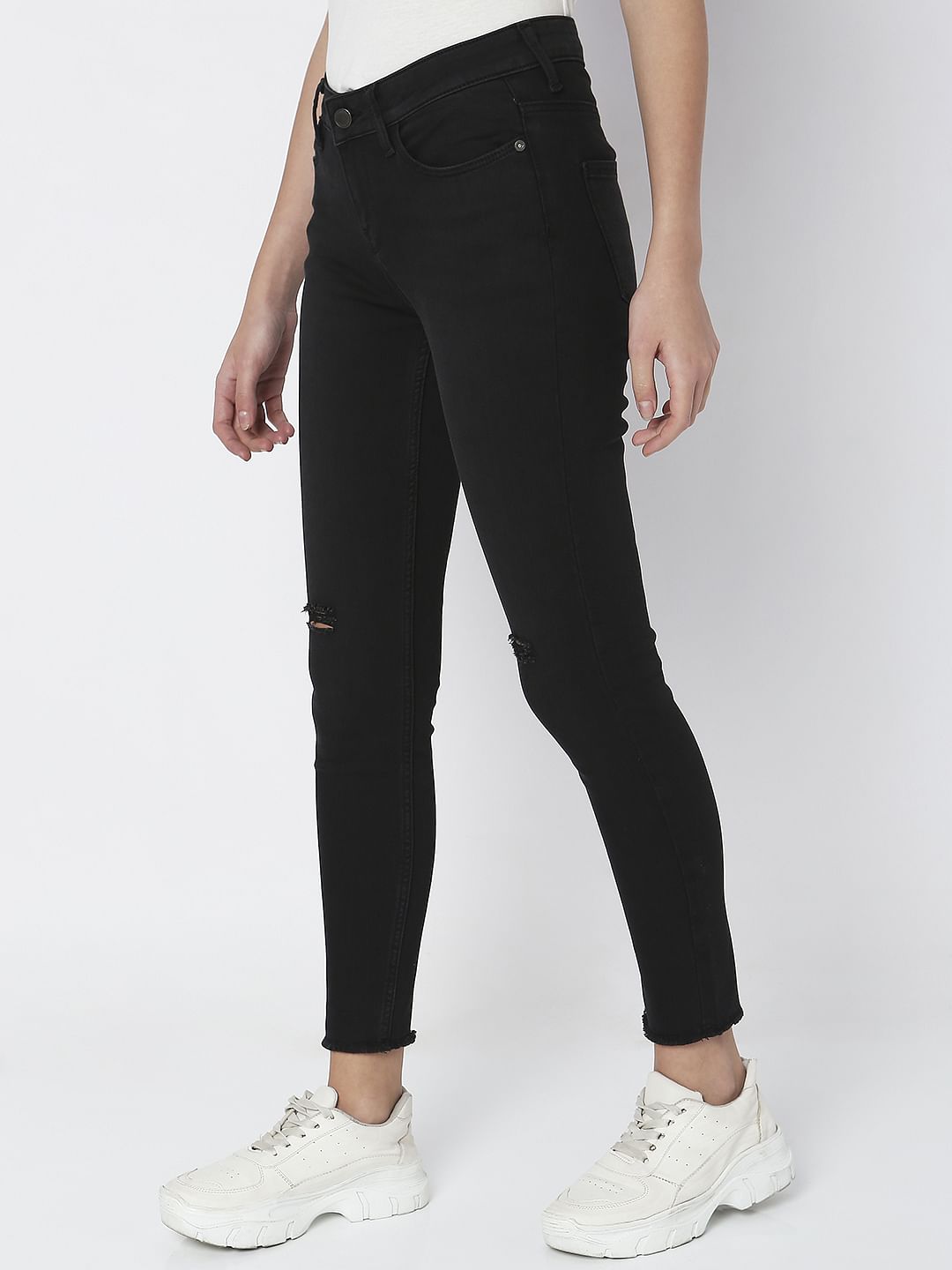 Black Mid Rise Skinny Jeans