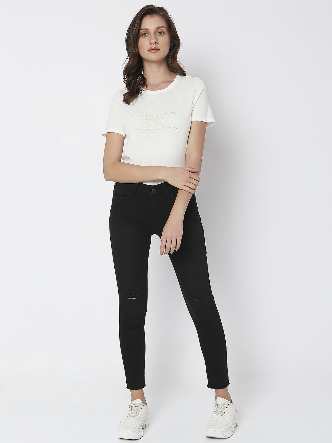 Black Mid Rise Skinny Jeans
