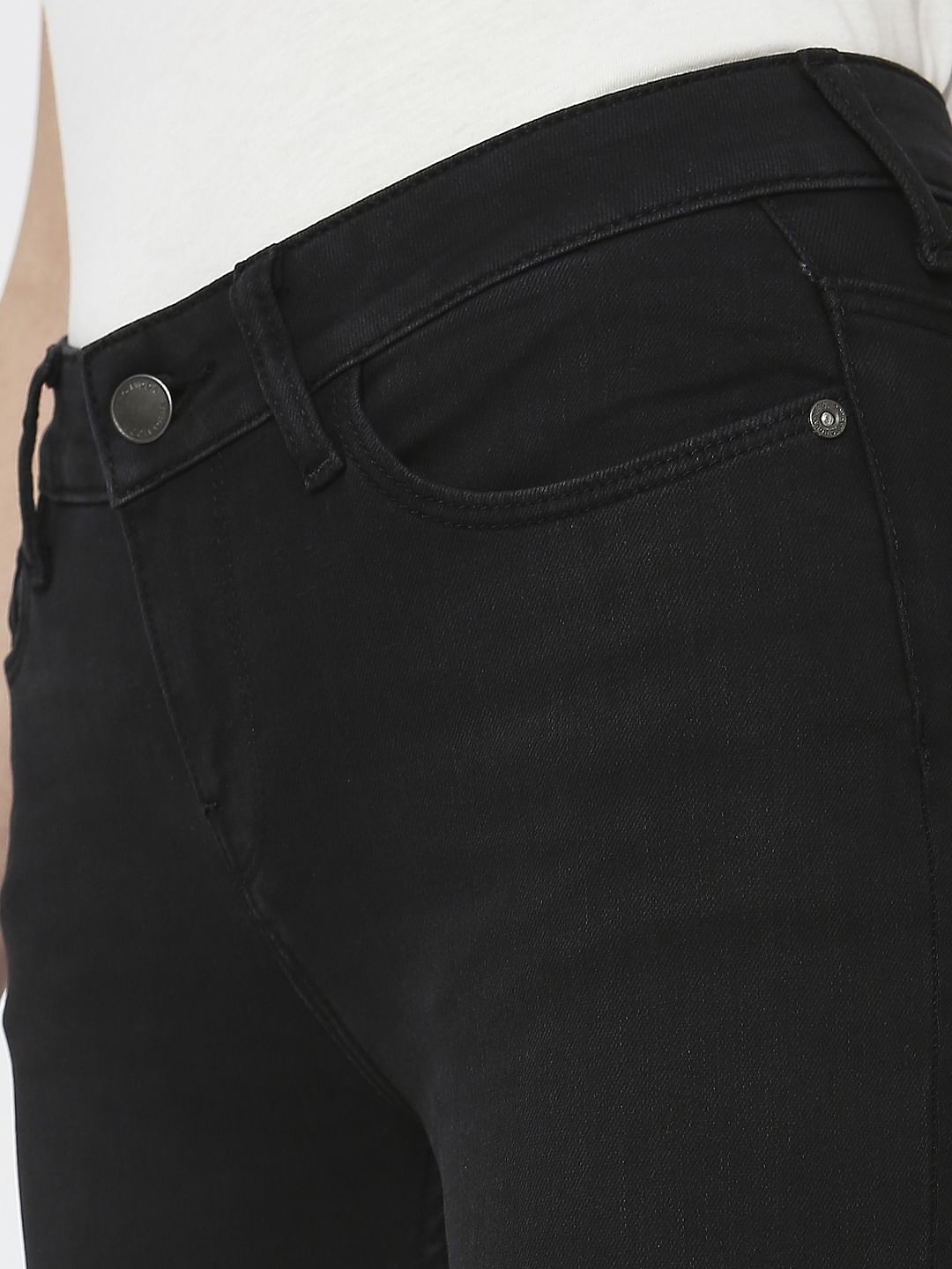 Black Mid Rise Skinny Jeans