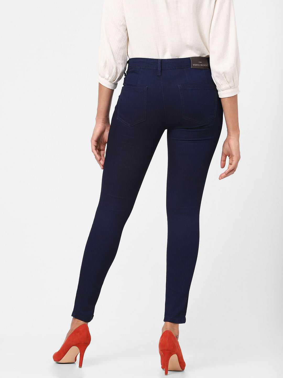 Dark Blue Mid Rise Skinny Jeans