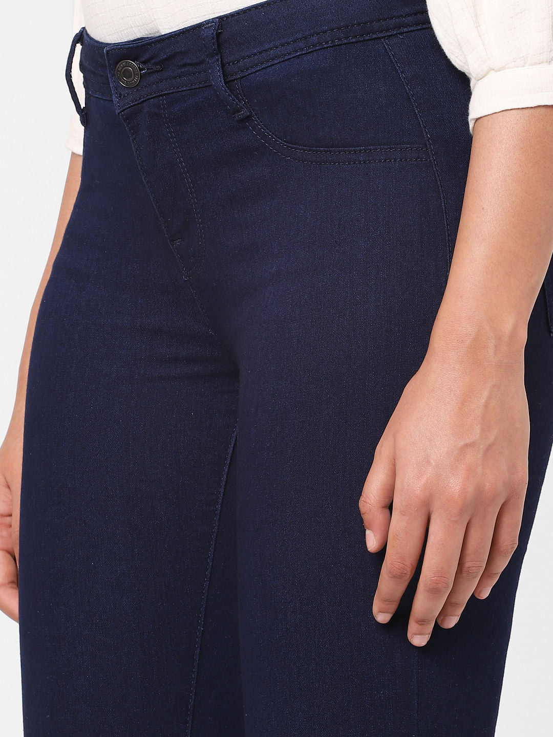 Dark Blue Mid Rise Skinny Jeans