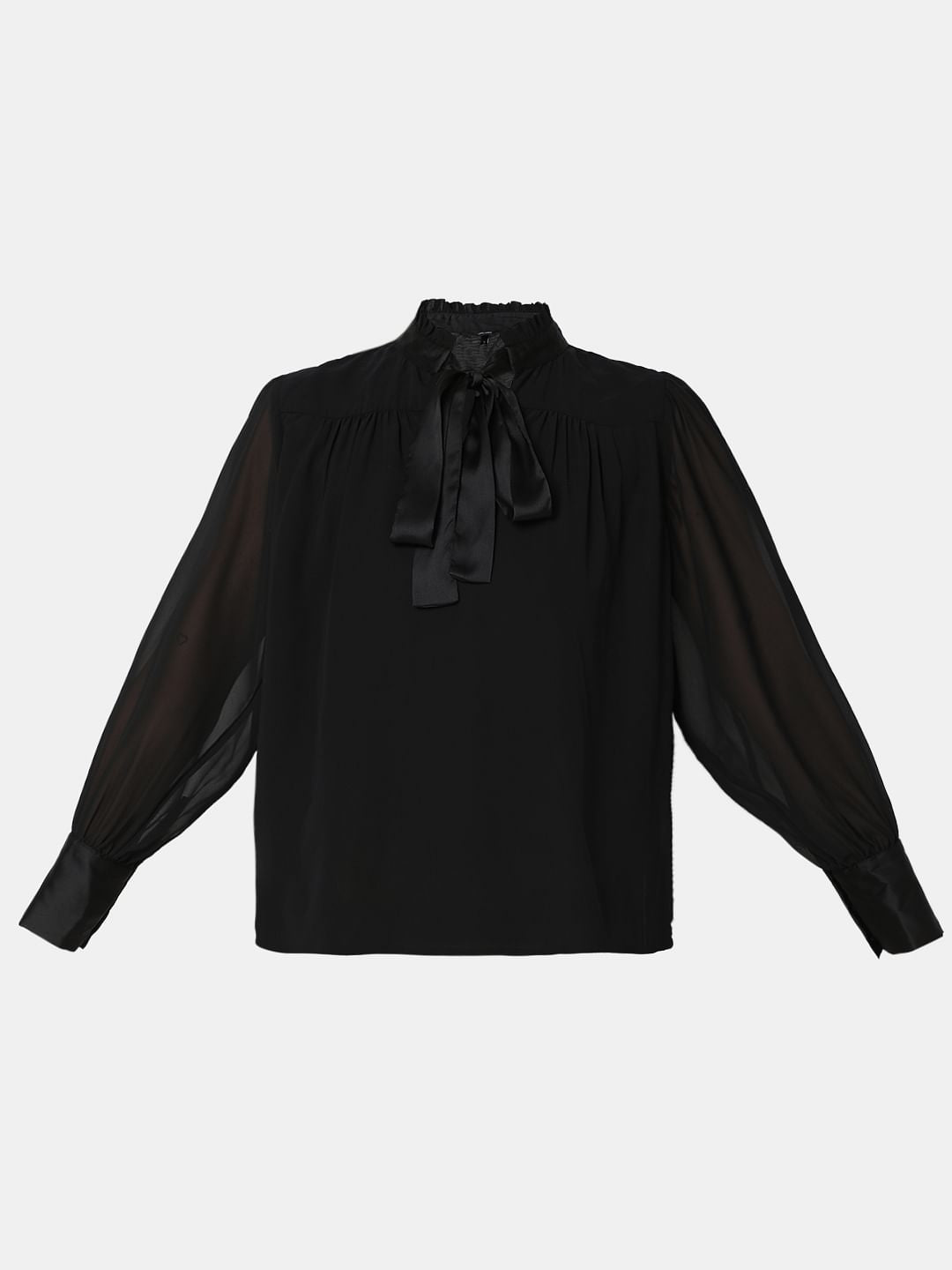 Black Satin Tie-Up Top