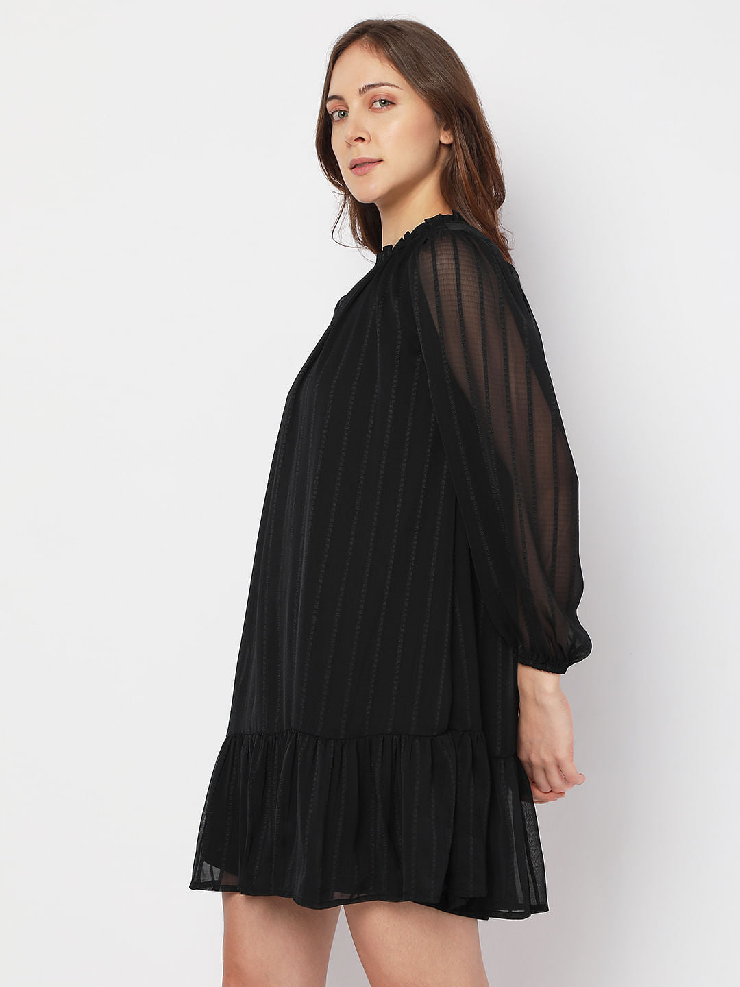 Black Striped Mini Shift Dress