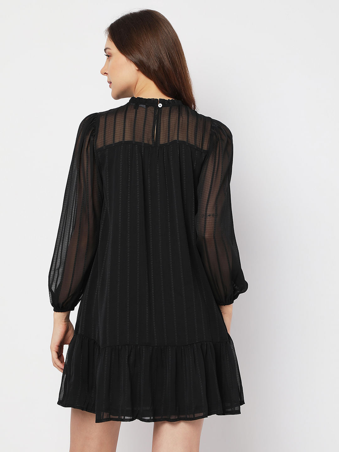 Black Striped Mini Shift Dress