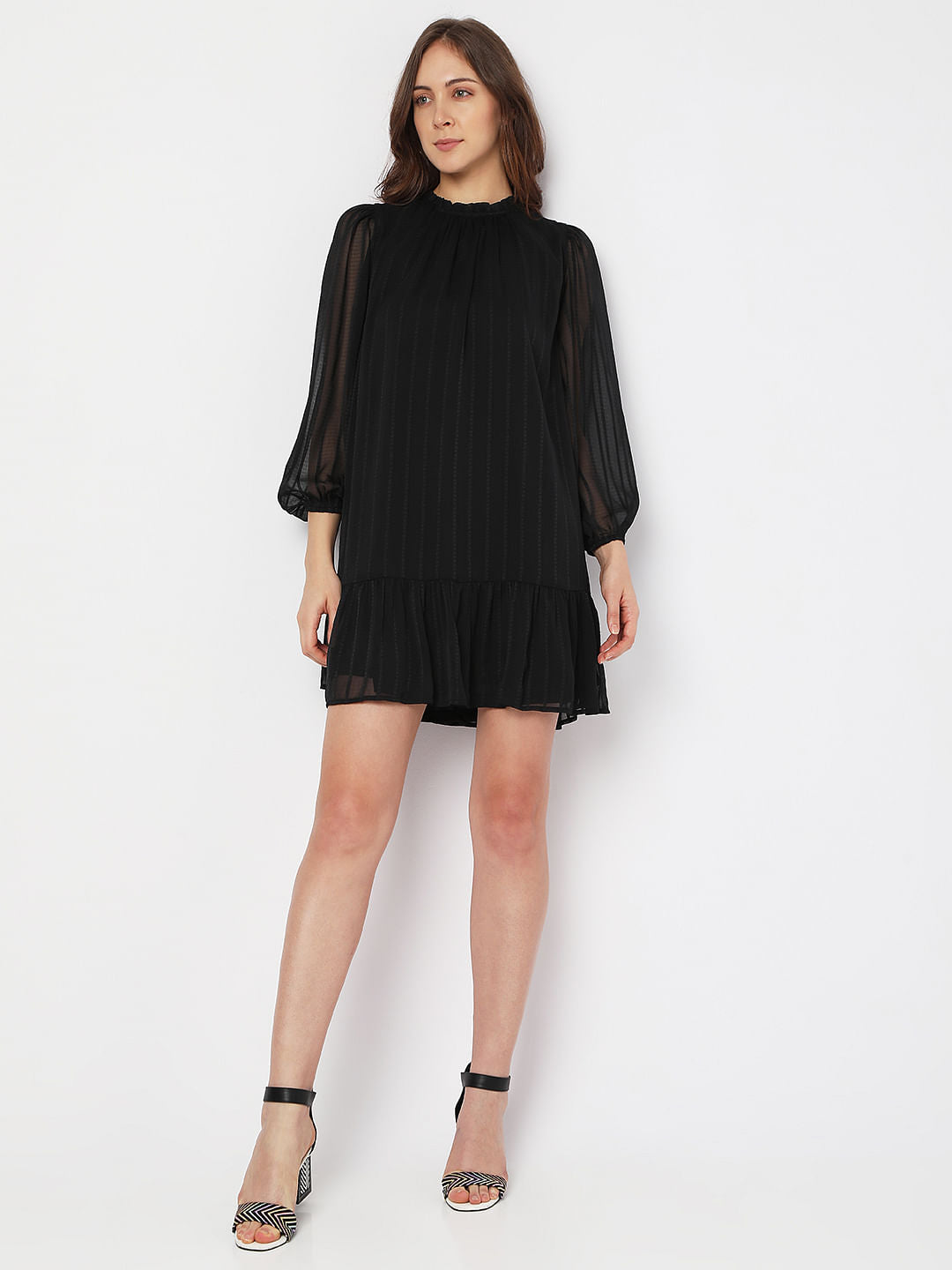 Black Striped Mini Shift Dress