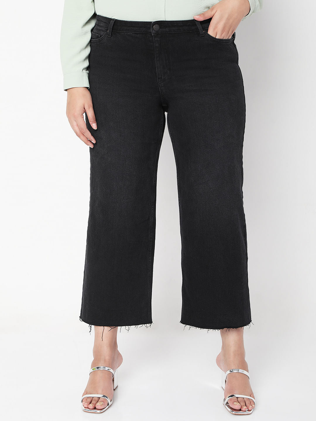 Curve Black Mid Rise Straight Jeans