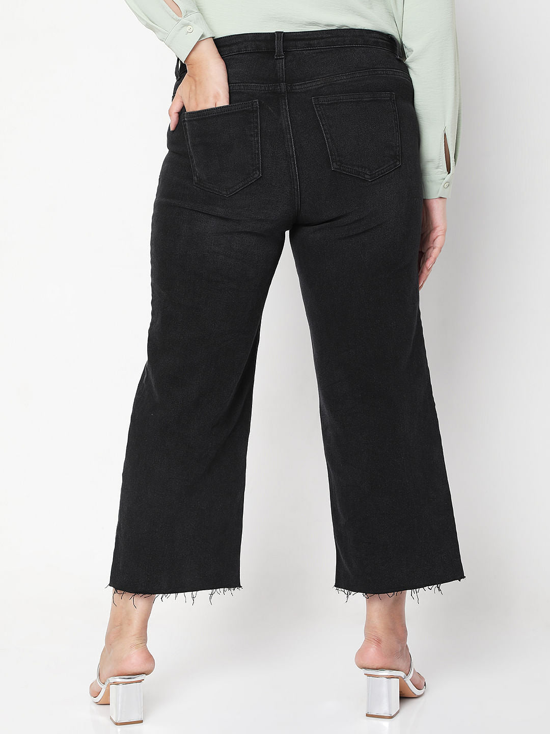 Curve Black Mid Rise Straight Jeans