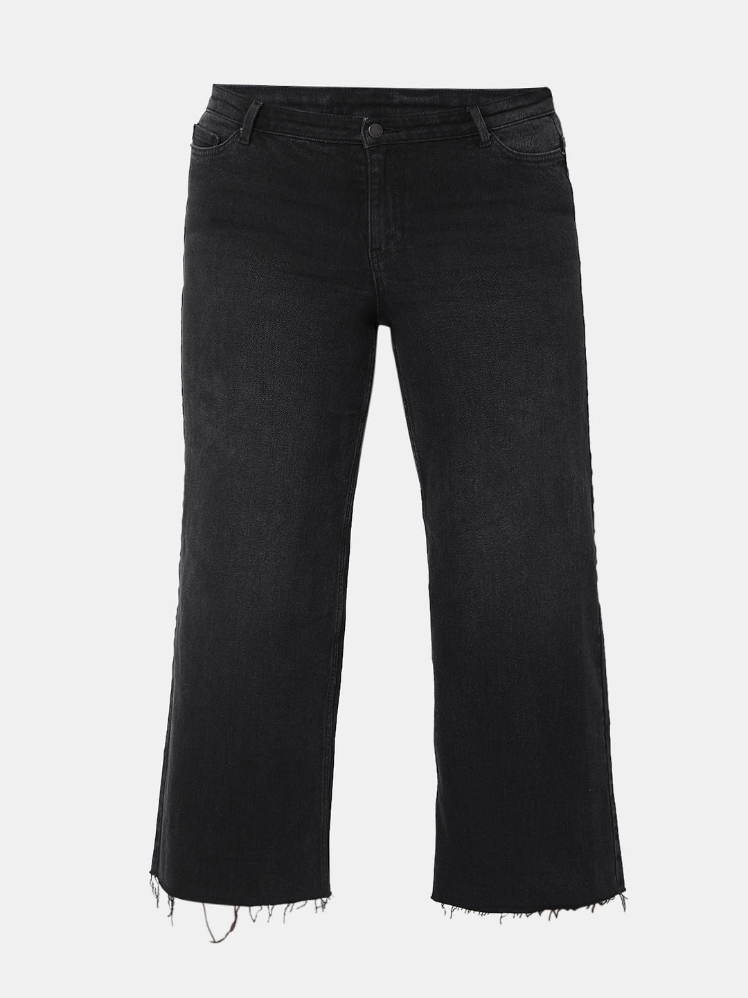 Curve Black Mid Rise Straight Jeans
