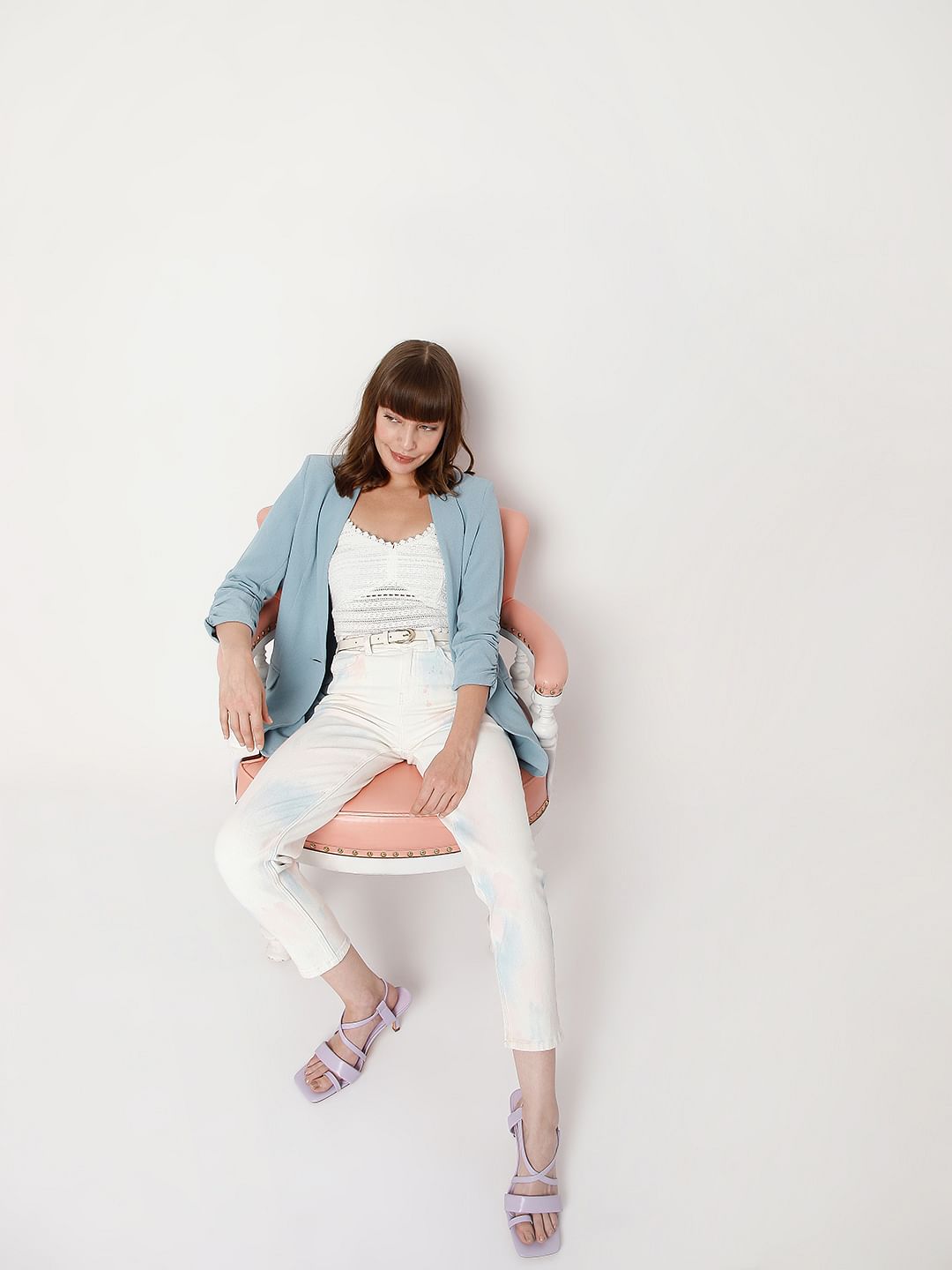 White High Waist Tie Dye Jeans