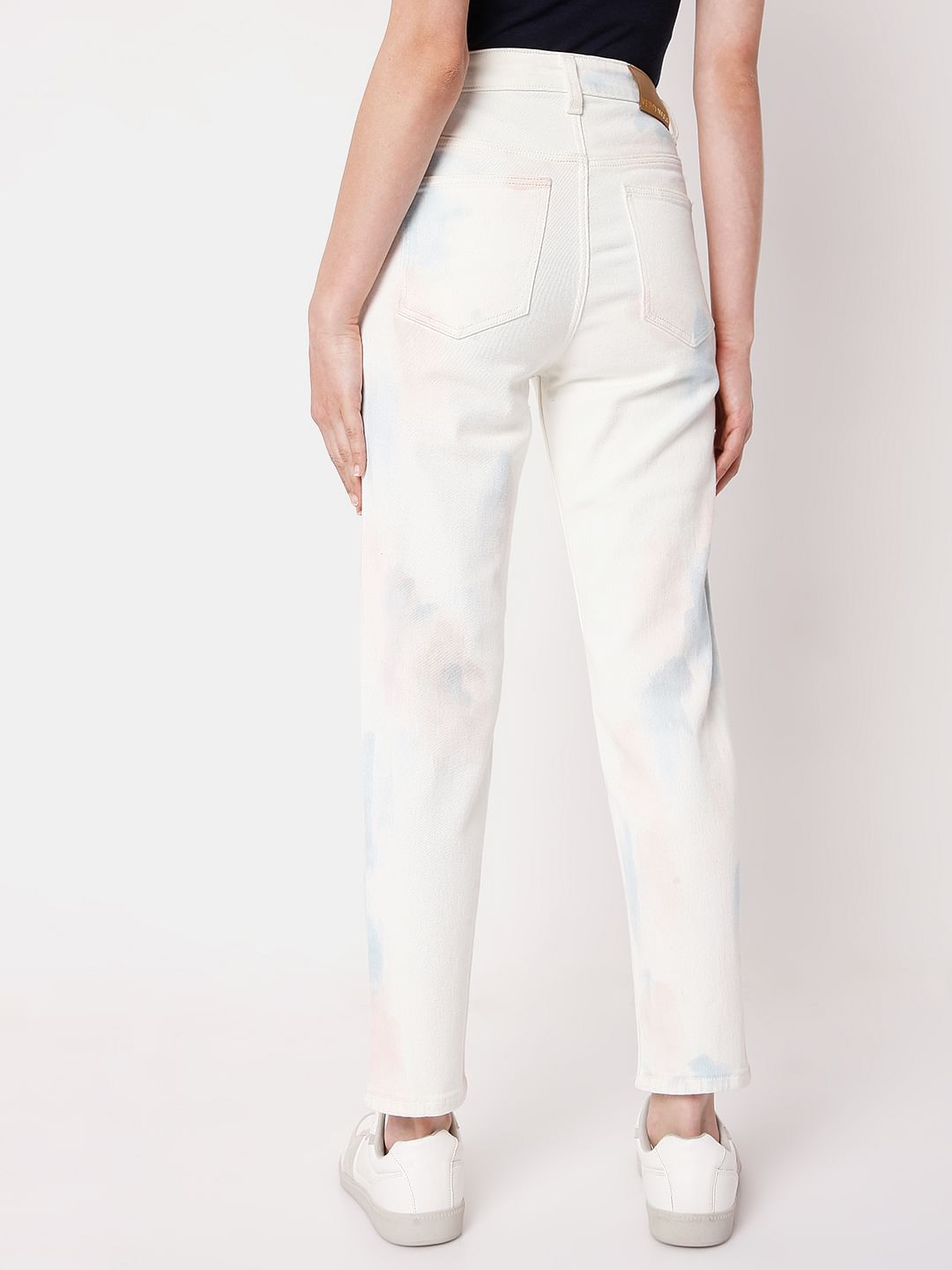 White High Waist Tie Dye Jeans