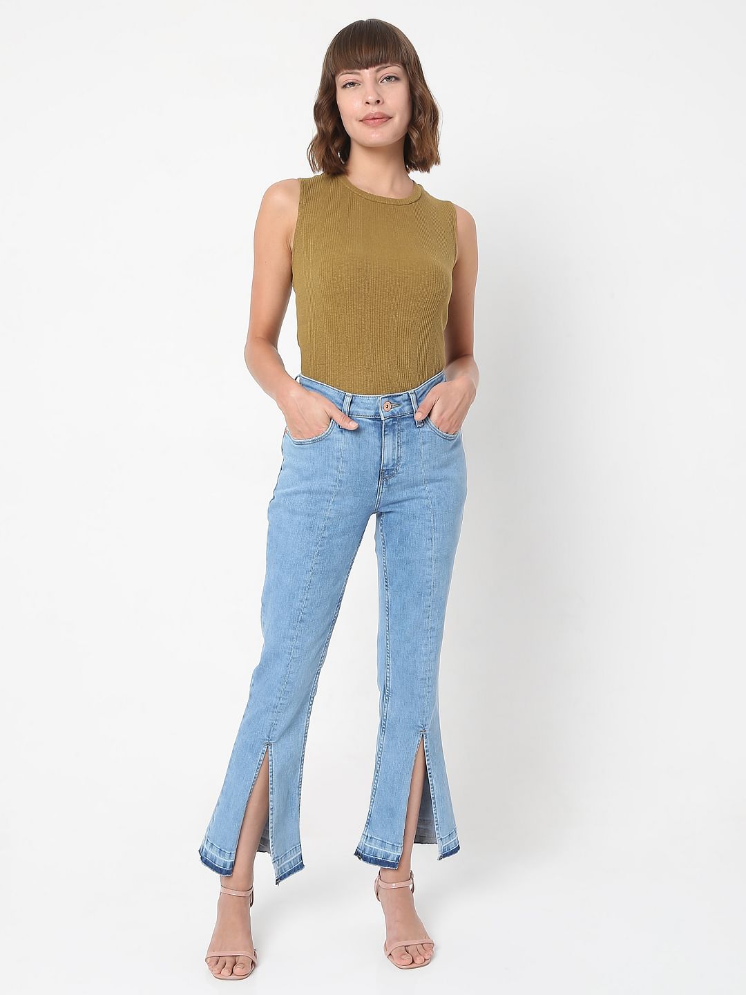 Blue Mid Rise Petra Bootcut Jeans