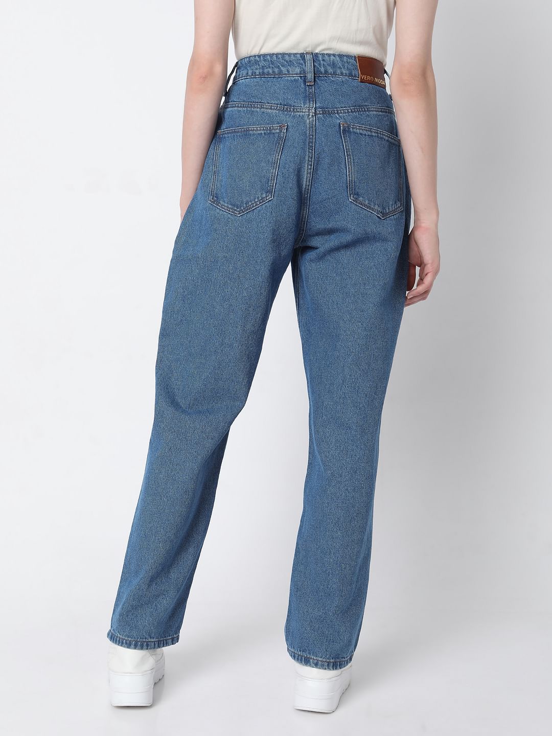 Blue High Rise Girlfriend Jeans