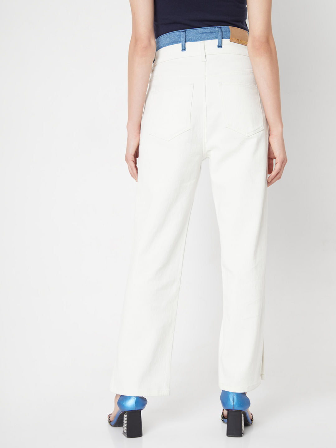 White Two-Toned Jade Straight Fit Jeans