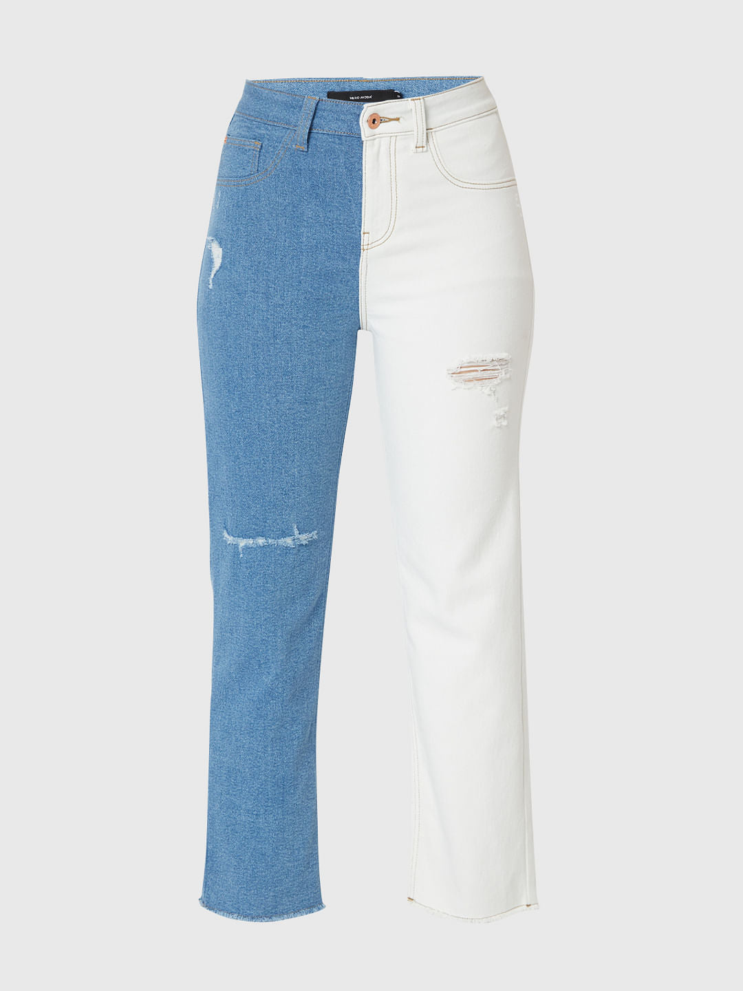 Blue Two-Toned Jade Straight Jeans