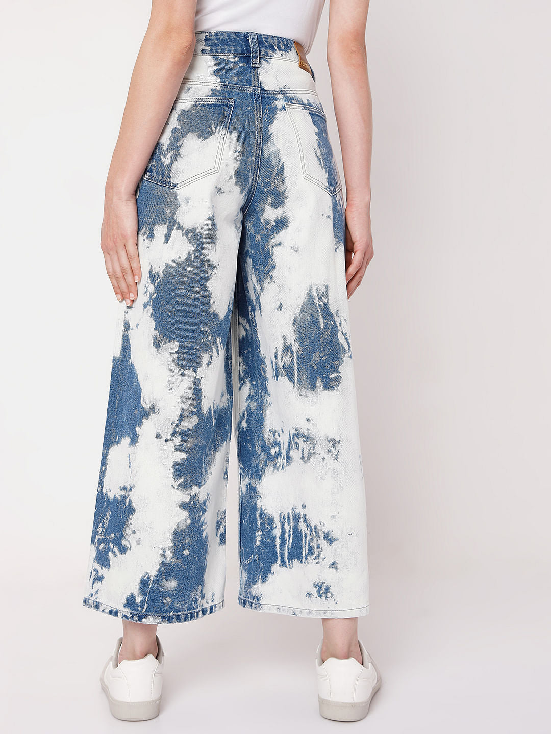 White Tie Dye Zoey Wide-Leg Jeans