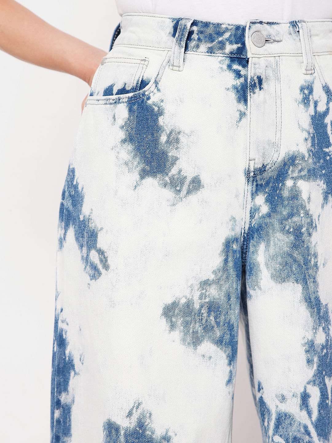 White Tie Dye Zoey Wide-Leg Jeans