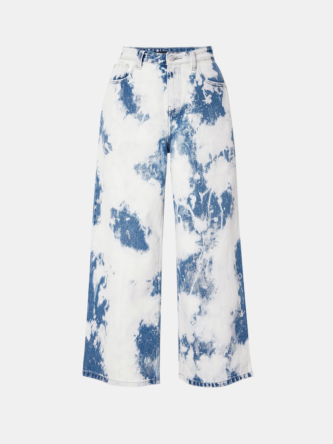 White Tie Dye Zoey Wide-Leg Jeans