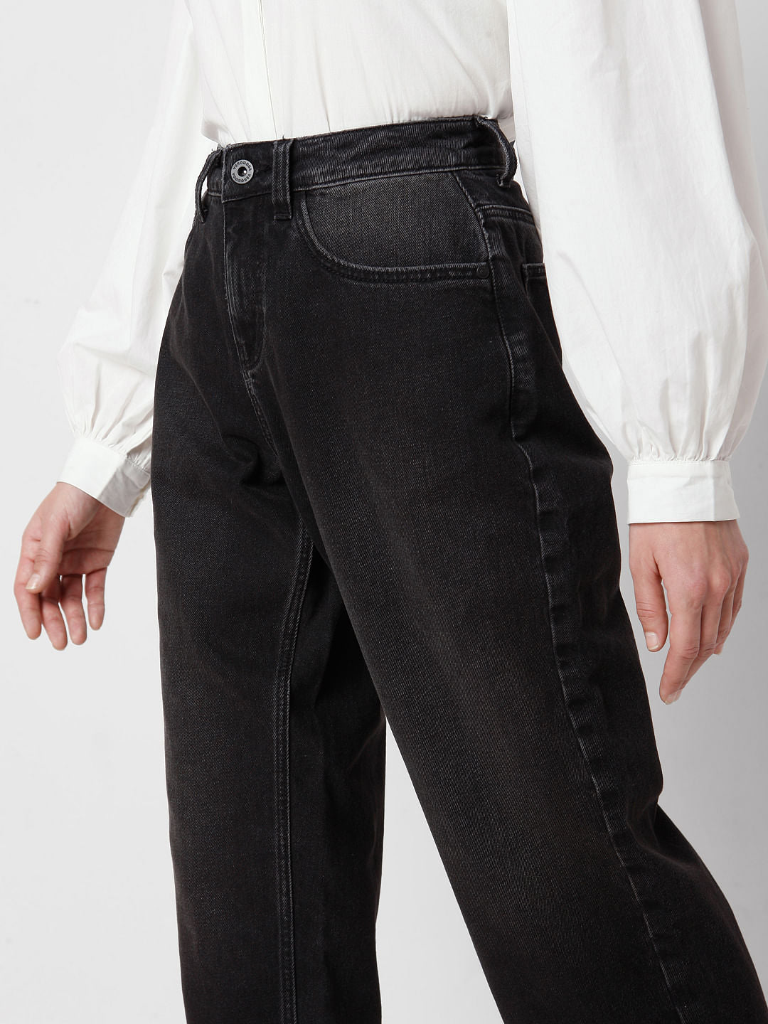 Black High Waist Jade Straight Fit Jeans