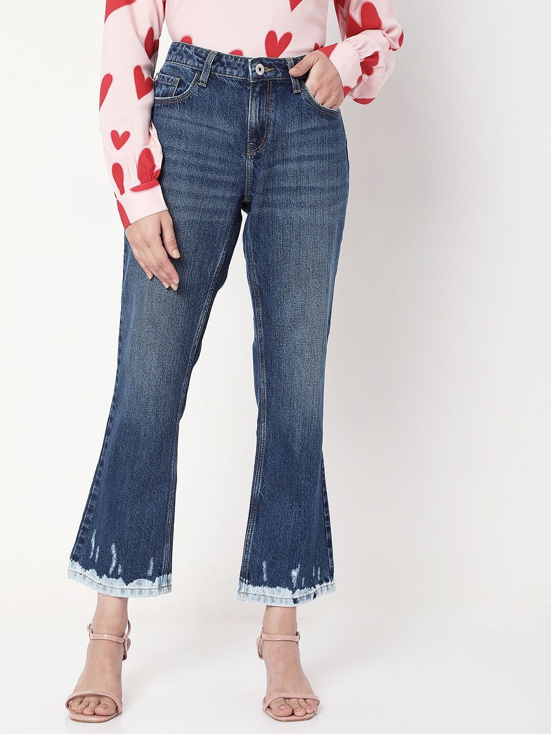 Blue Mid Rise Petra Bootcut Jeans