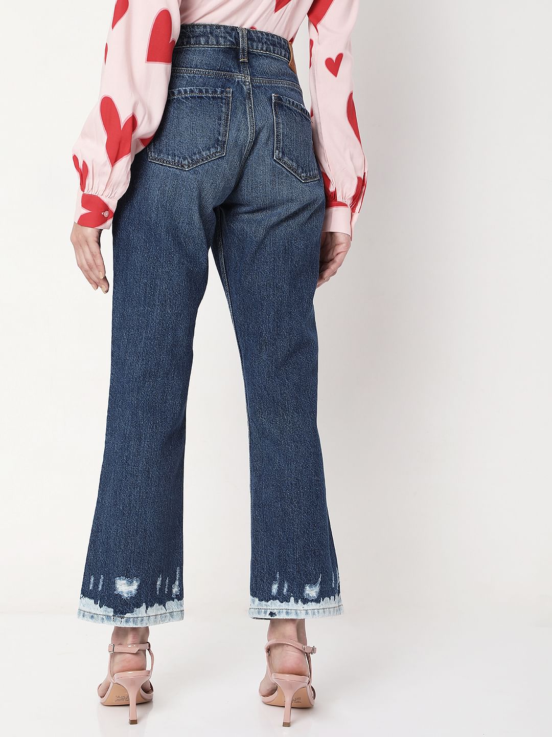 Blue Mid Rise Petra Bootcut Jeans