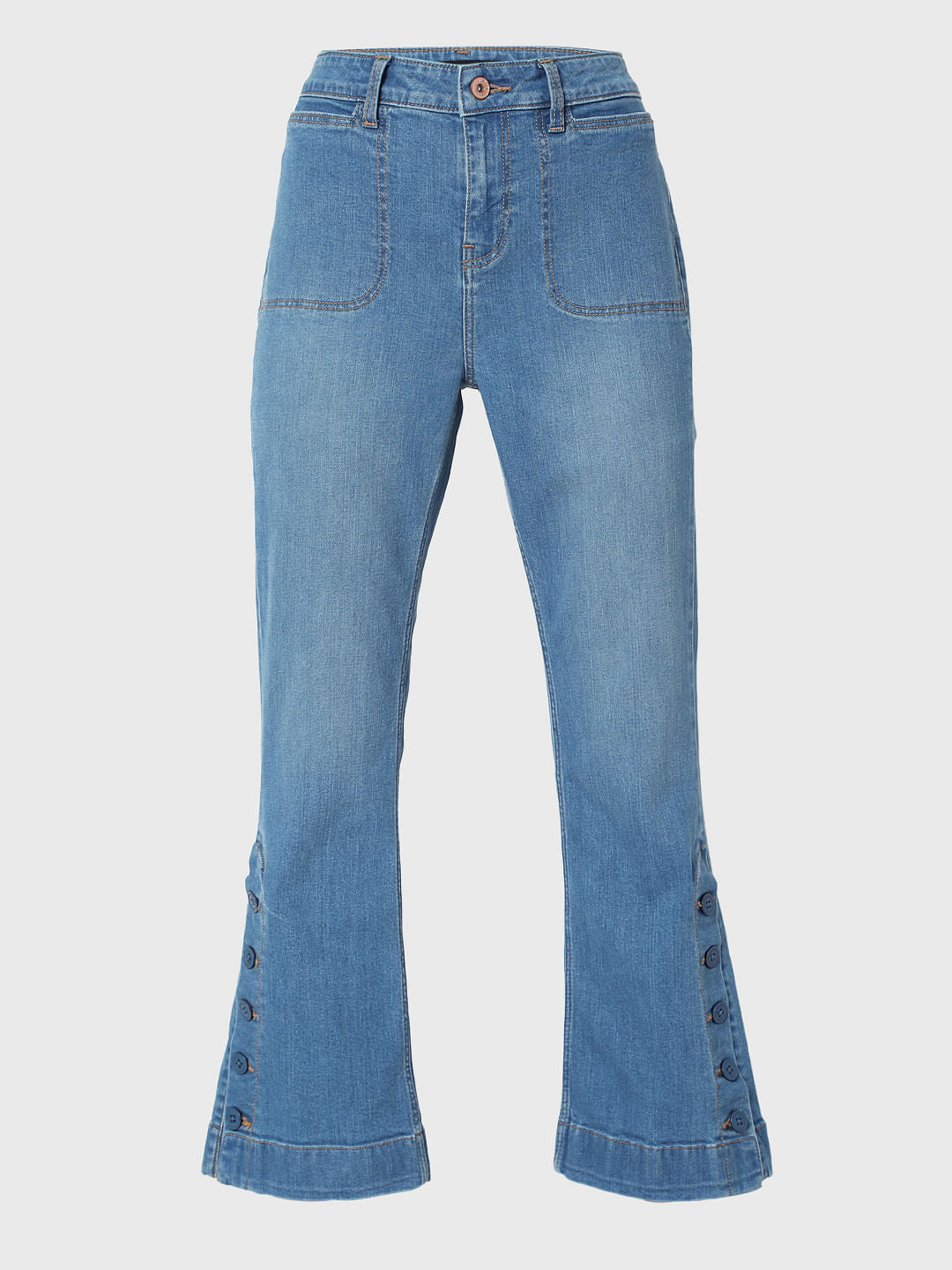 Blue Mid Rise Petra Bootcut Jeans