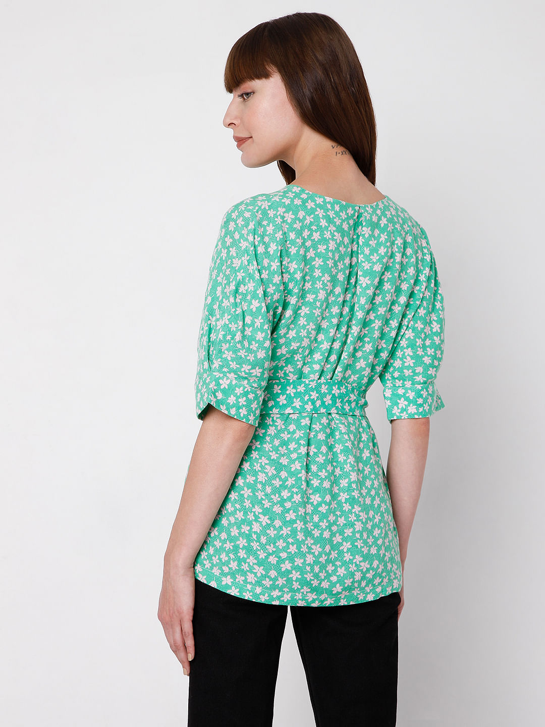 Green Floral Top
